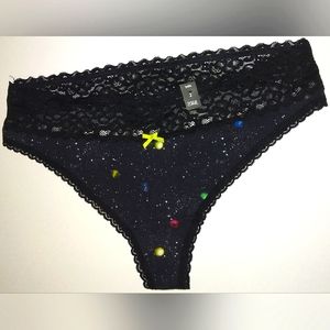 NWT☆Torrid Curve Plus Size 2X High Lacey Waist Outerspace Thong Panty☆